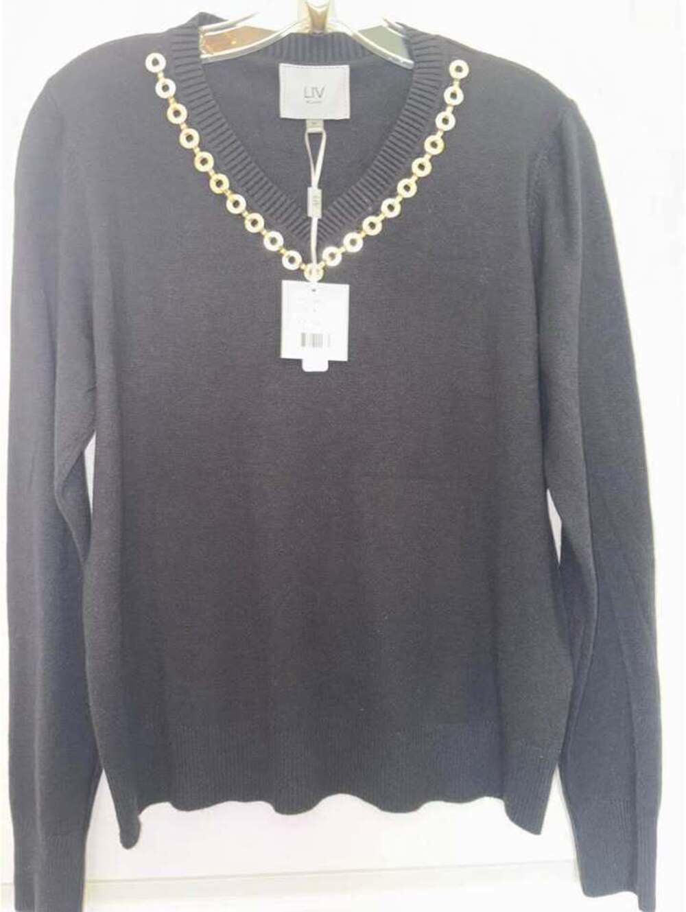 LIV Milano Black V-Neck Sweater Size M